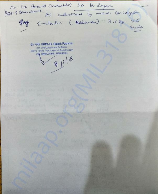 Prescription of Medicine by Doctor