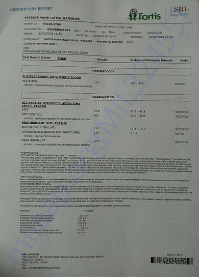 Medical test report