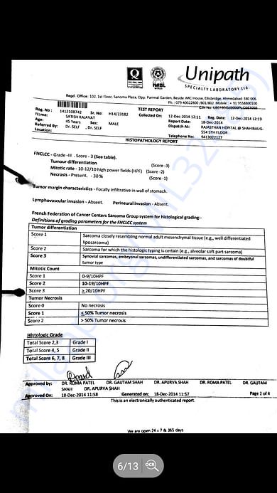 Diagnostic proof of primary cancer