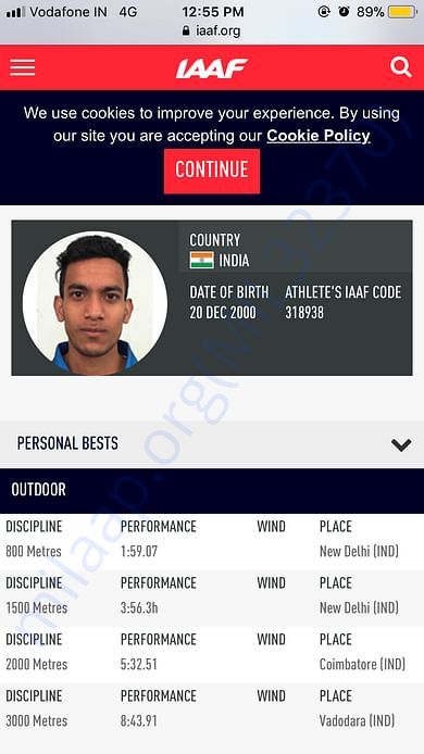 IAAF profile