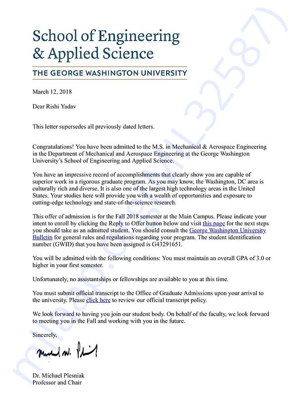 Admission Letter