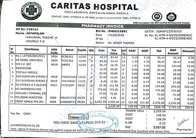 Bill for dialysis with Cresp 40MCG injection