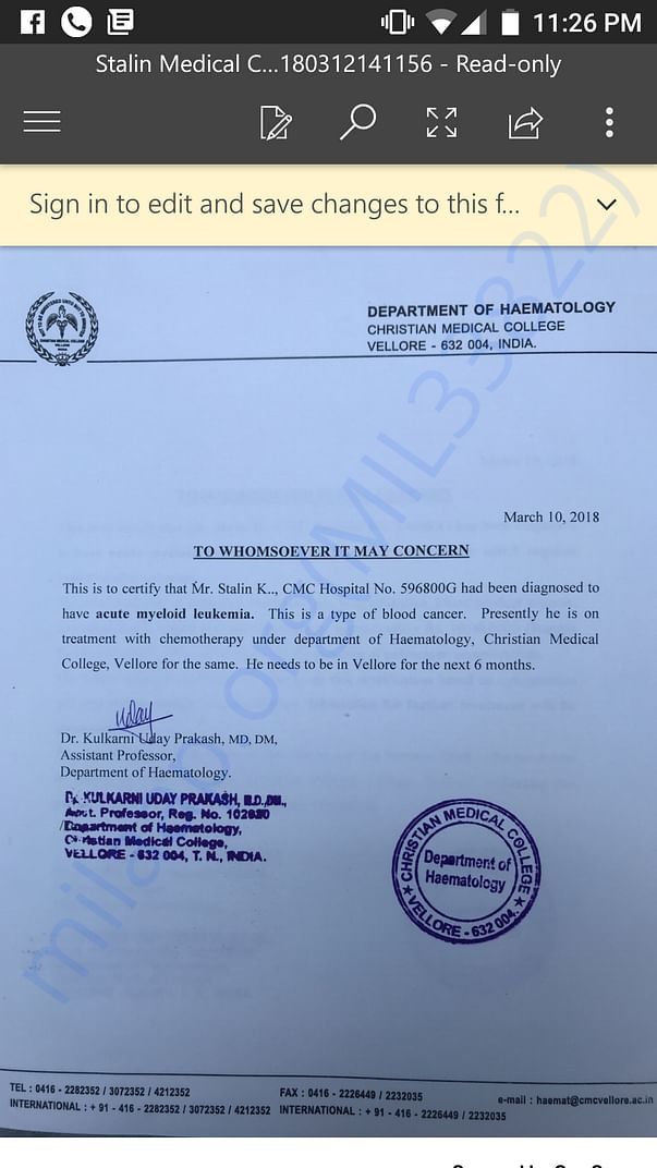 Stalin CMC cancer documents