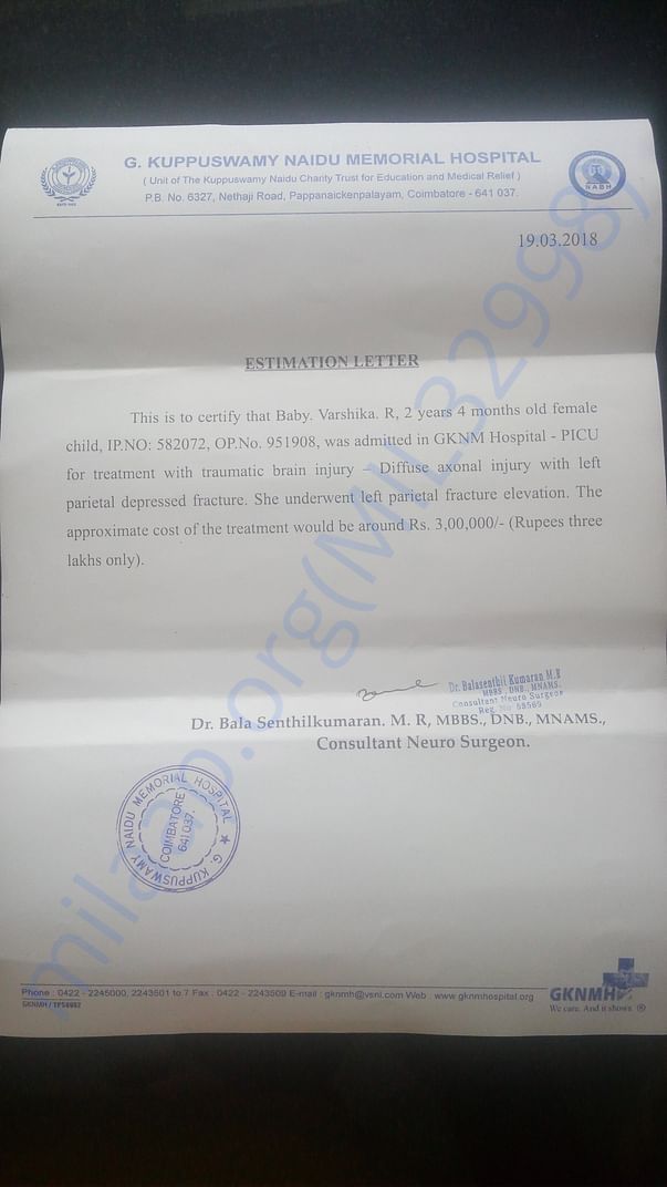 Cost of the treatment given be the doctor