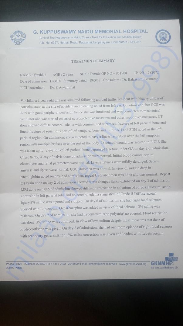 Treatment Summary page 1 of 2