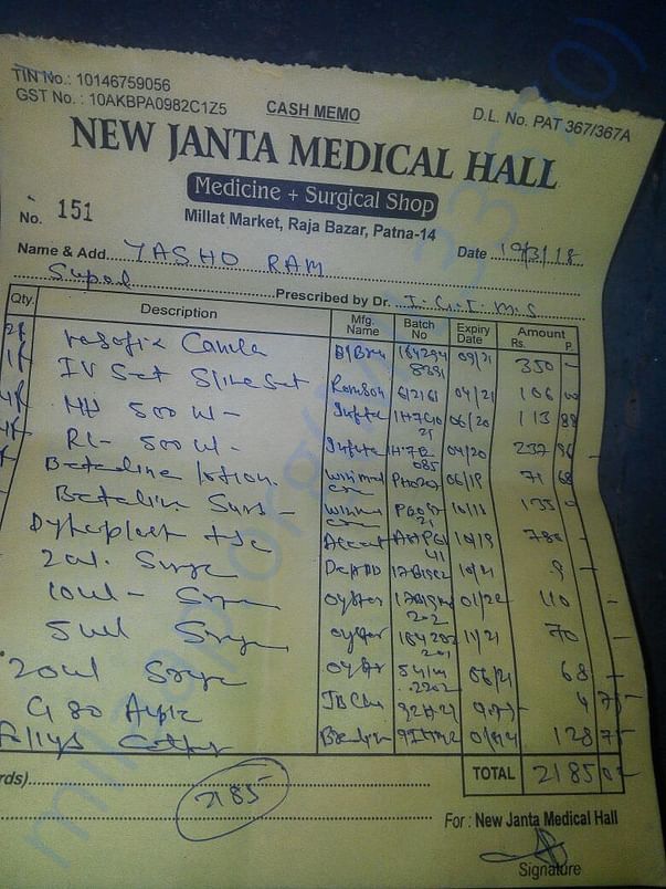 Bills from the pharmacy