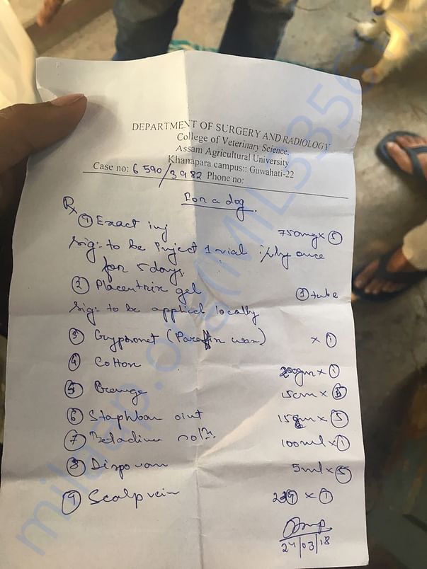 Prescription for first dressing
