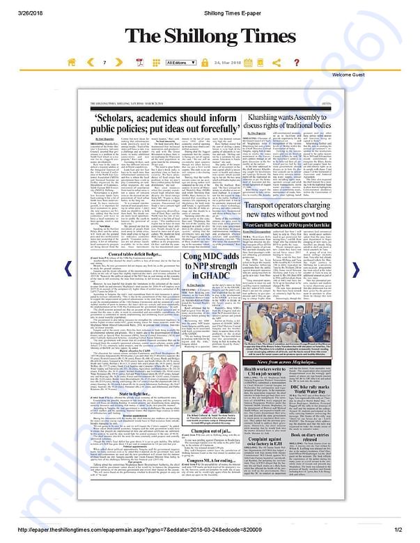 Shillong Times News Paper a press release while KCSSS help the poor