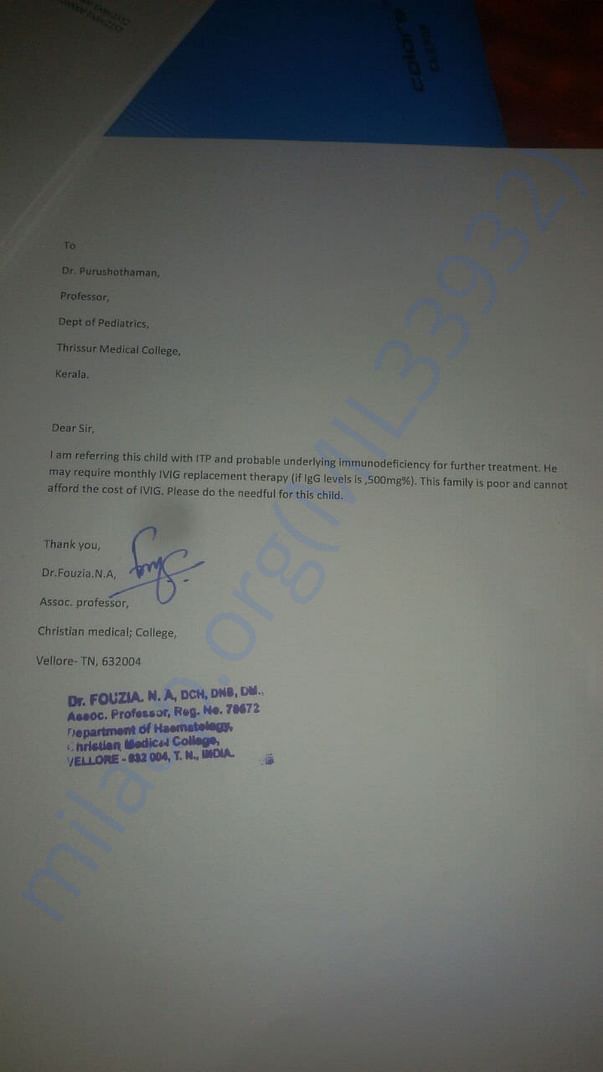 Doctor's recommendation letter