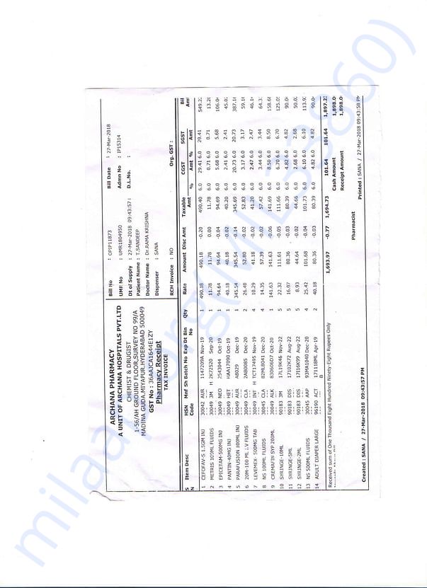 Archana Hospital Bill25