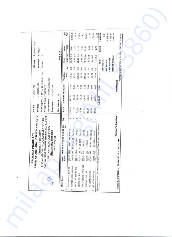 Archana Hospital Bill6