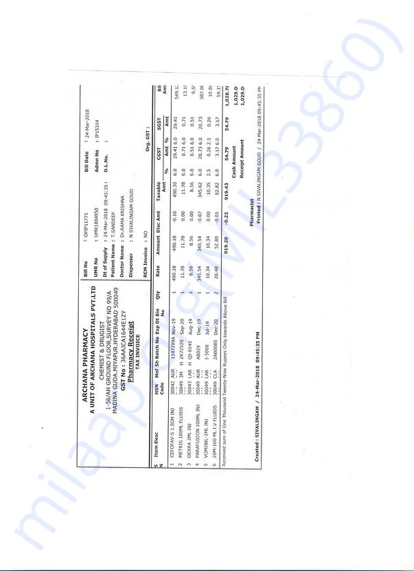 Archana Hospital Bill8