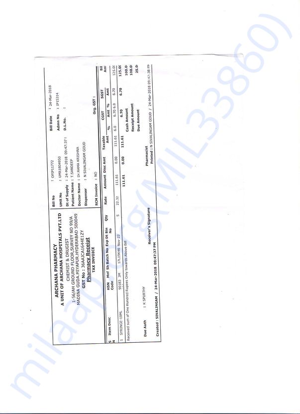 Archana Hospital Bill9