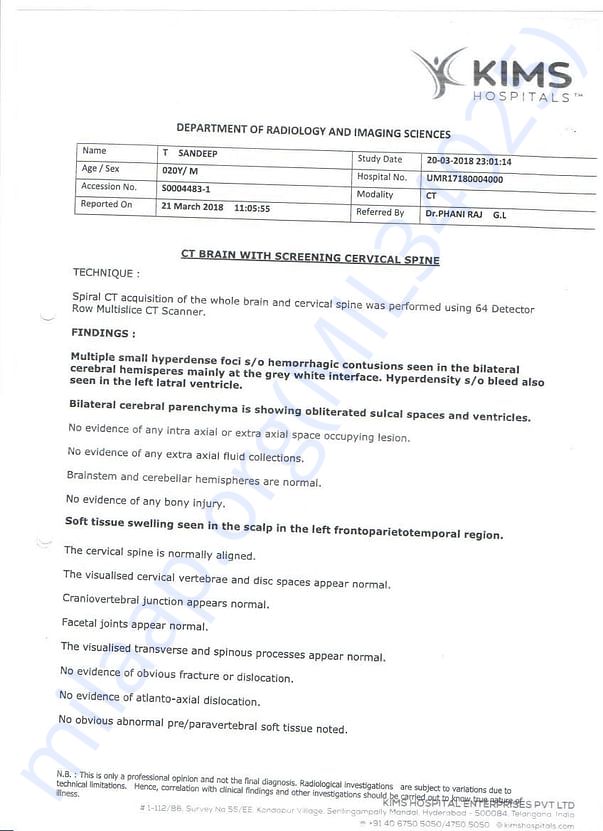 Brain CT Scan Report