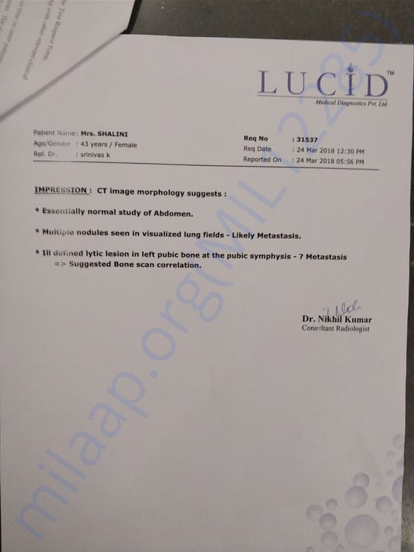 RECENT CT SCAN REPORT