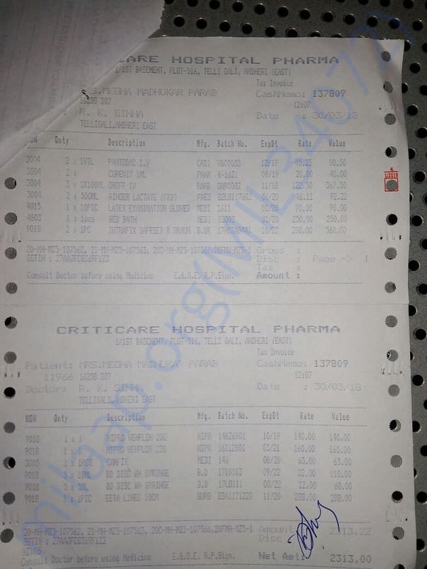 bills for medicine