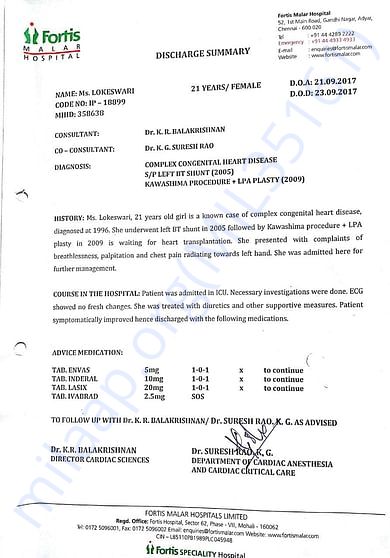 we are seeking financial help for her surgery & further treatment