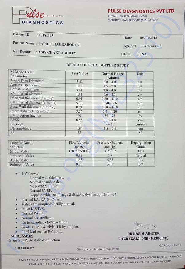 Echocardiography Report