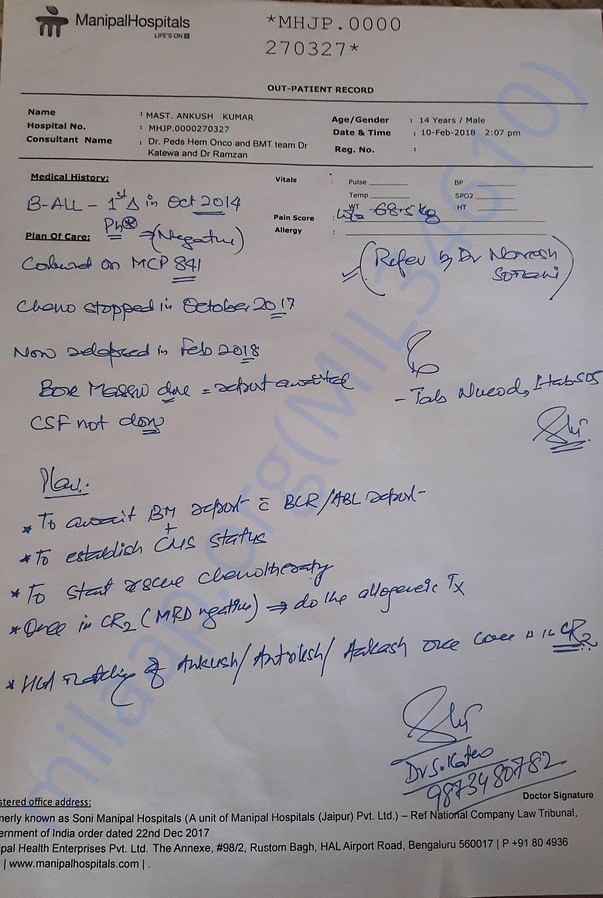 REQUIRED 20 LAKH FOR BONE MARROW TRANSPLANT