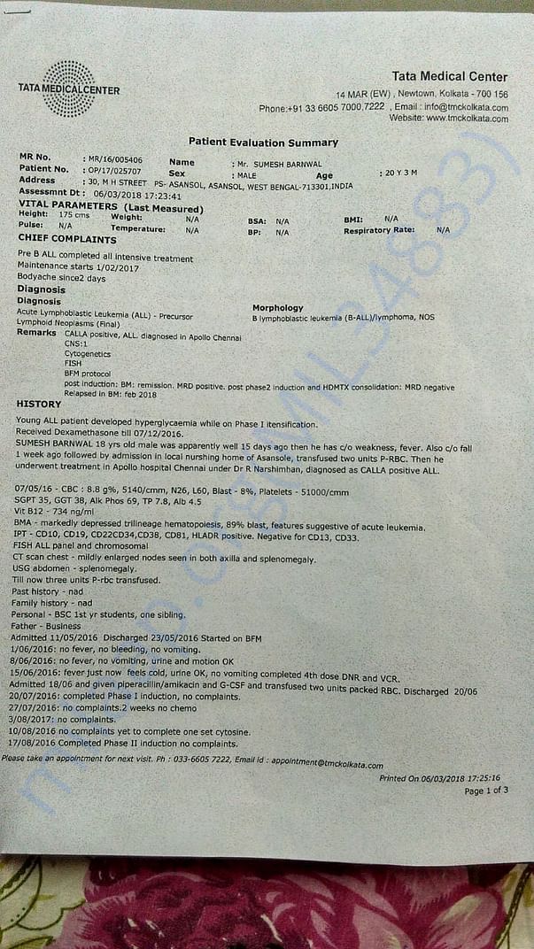 Medical Report Page 1