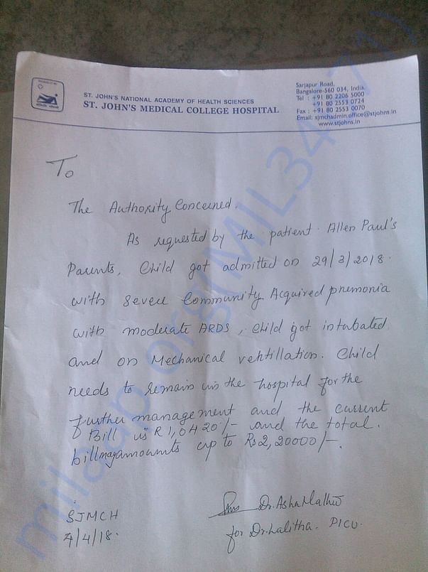 Letter From Doctor