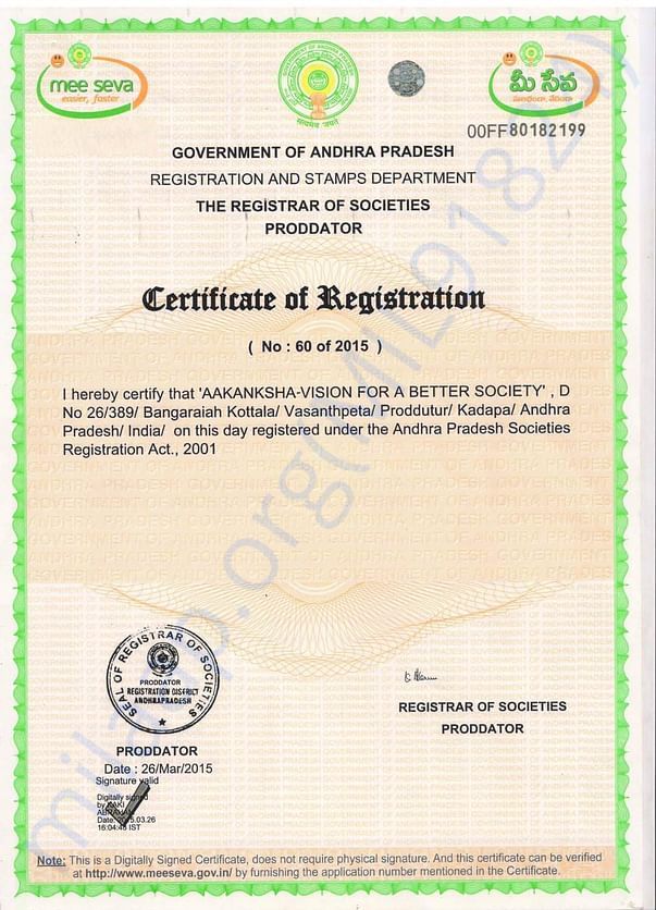 Aakanksha VFABS registration document