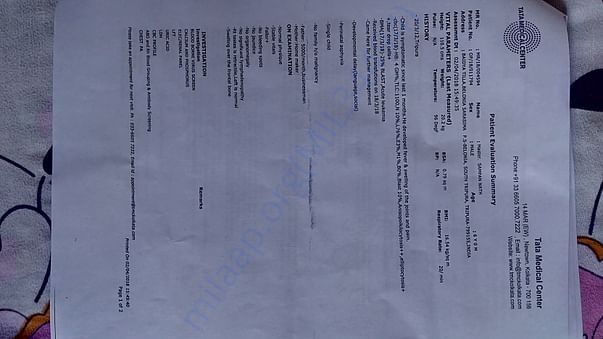 Tata medical patient evolution summary2