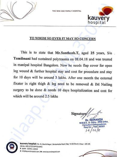 Kauvery hospital estimated bill