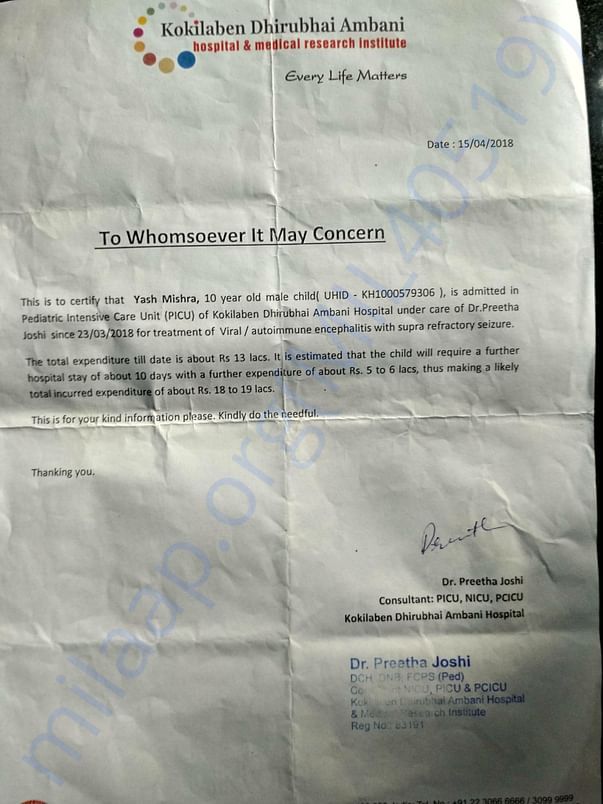 Local hospital bills and refered letter & till 14 april hospital bill