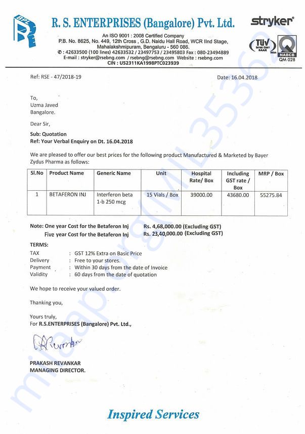 Medical Estimate-BETAFERON (Germany)