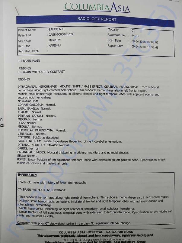CT scan report