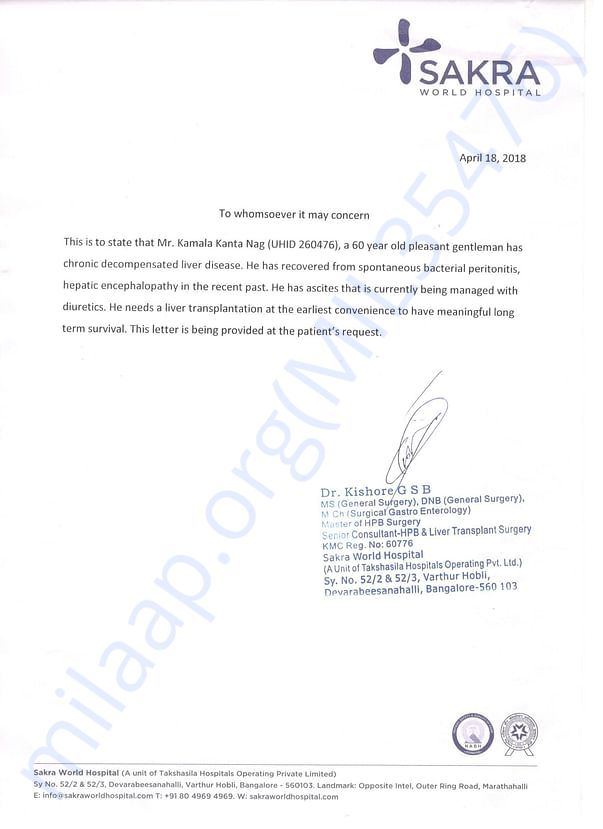 Certificate Issued by Doctors from Hospital