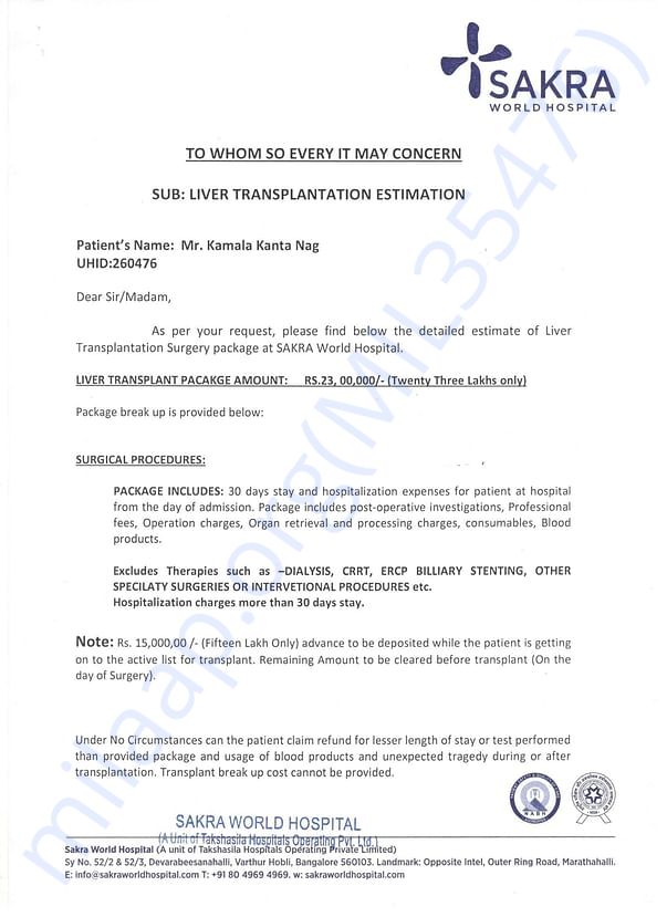 Certificate Issued by Doctors from Hospital