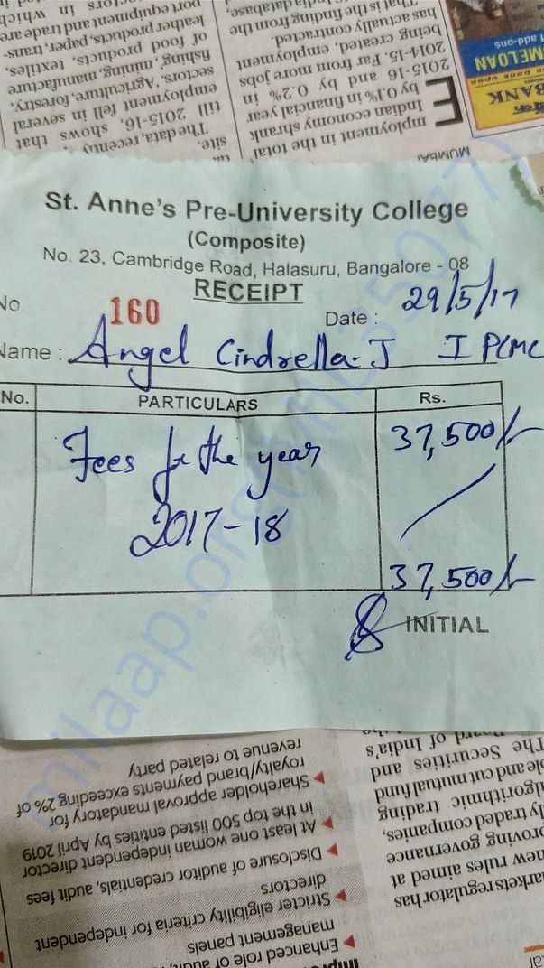Fee receipt fro FY18