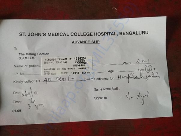 Per Day Bill without the medicines.