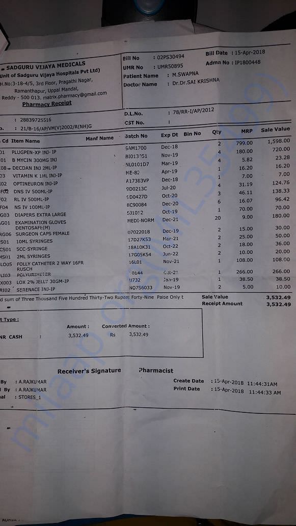 Consumables bill