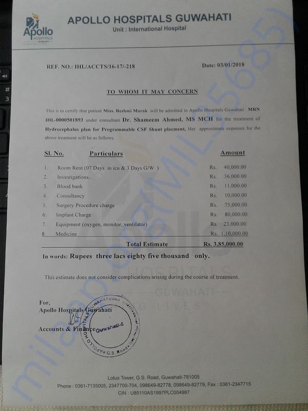 HOSPITAL TOTAL ESTIMATE