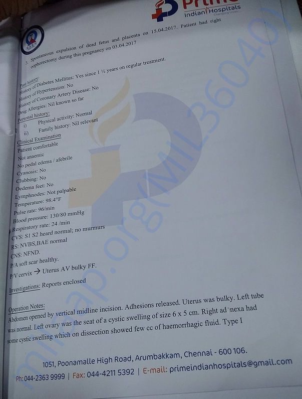 Discharge Summary of Uterus Removal