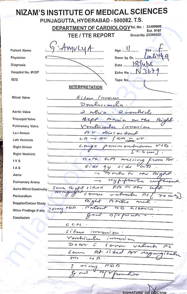 Heart problem report