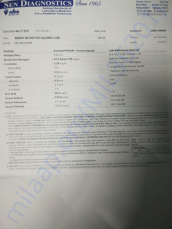 Latest Blood Report 1