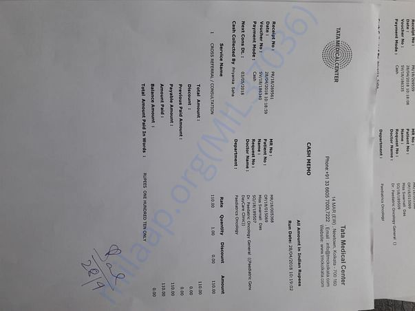 some documents form Tata Medical Centre Rajarhat