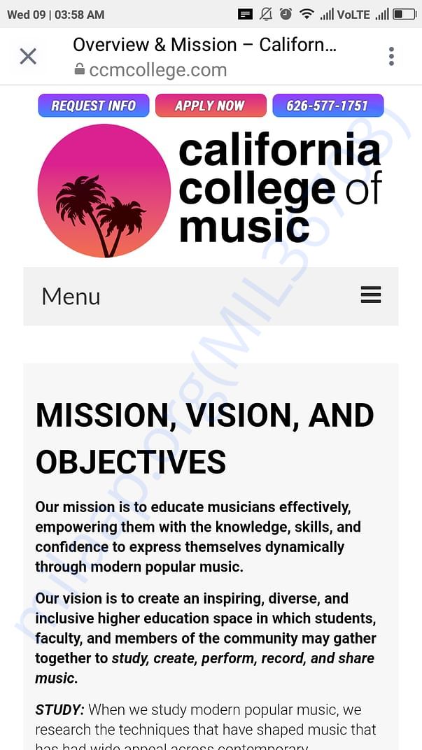 Ccmcollege.com an ss from the website