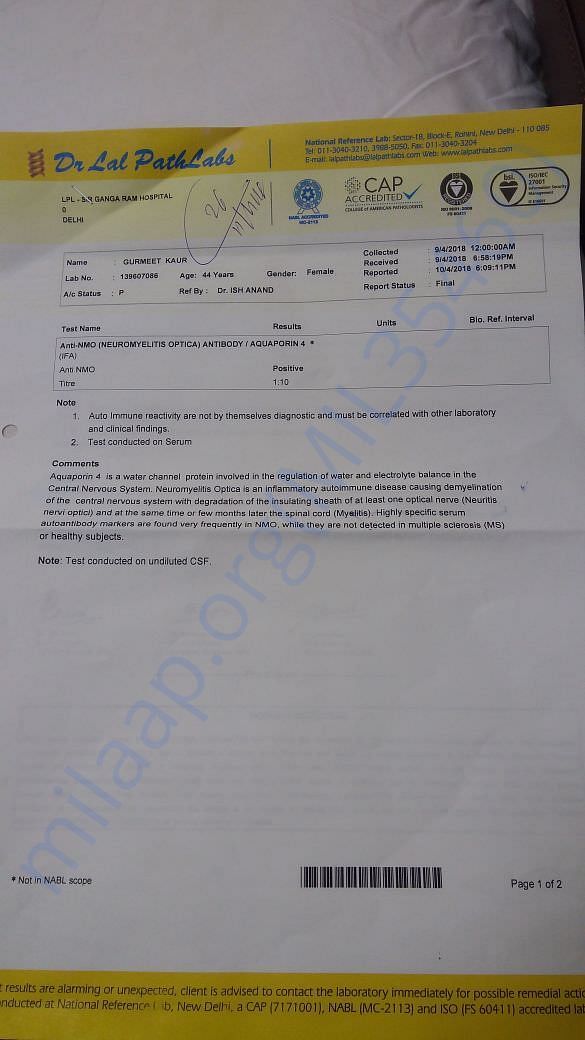 Anti NMO Test Report