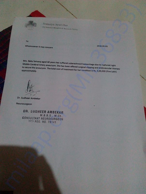 Estimated Amount given by doctor
