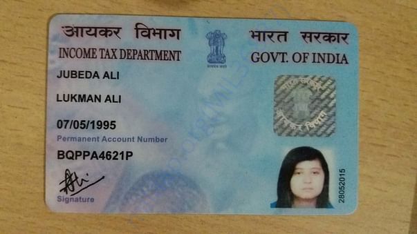Jubeda Ali's PAN card