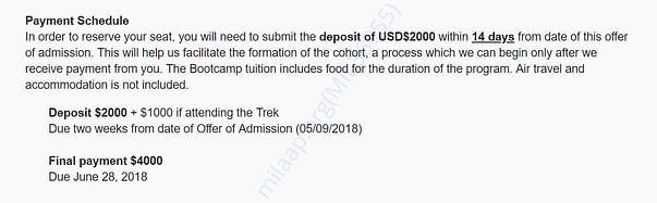 Fees payment details