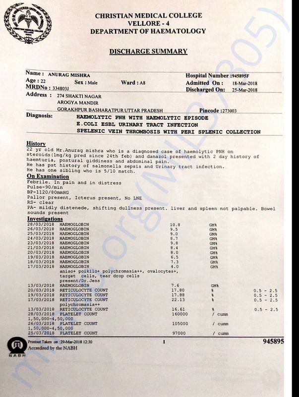 his last hospitalization summary
