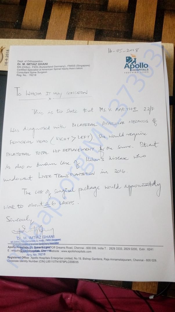 Doctor letter about my health condition and the need of money report