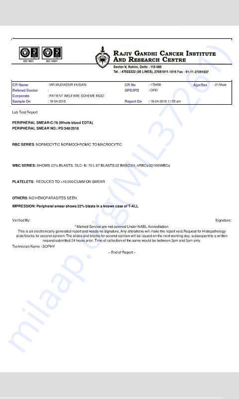 whole blood edta report