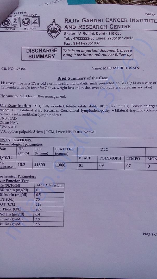 first report when diagnosis with blood cancer leukemia